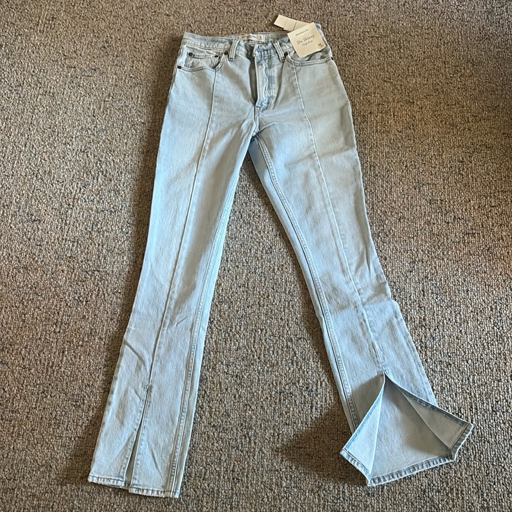 A&F The Skinny High Rise Split Hem